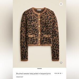 J. Crew Brushed sweater jacket in leopard print